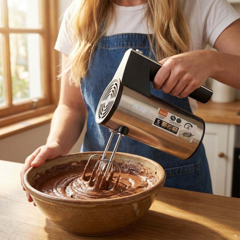 220В Бытовой Электрический Венчик для Яиц из Нержавеющей Стали, Электрический Миксер для Выпечки Тортов и Крема, Ручной Взбиватель Молока 800Вт