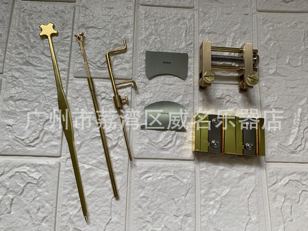 8-Piece Violin Repair Kit: Soundpost Hook, Clip, Ruler, Fixture, Mold, Tuning Fork Tool Set