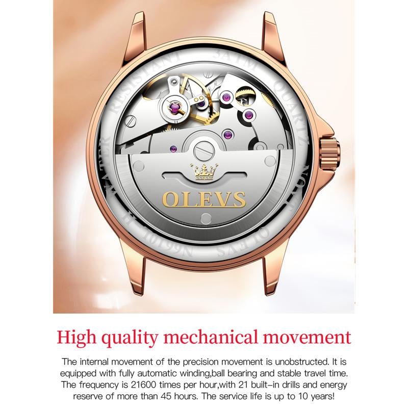 OLEVS 6610 With Gift Box Luxury Fashion Automatic Mechanical Watch Waterproof Noble Luminous Diamond Set Elegant Women's Watch