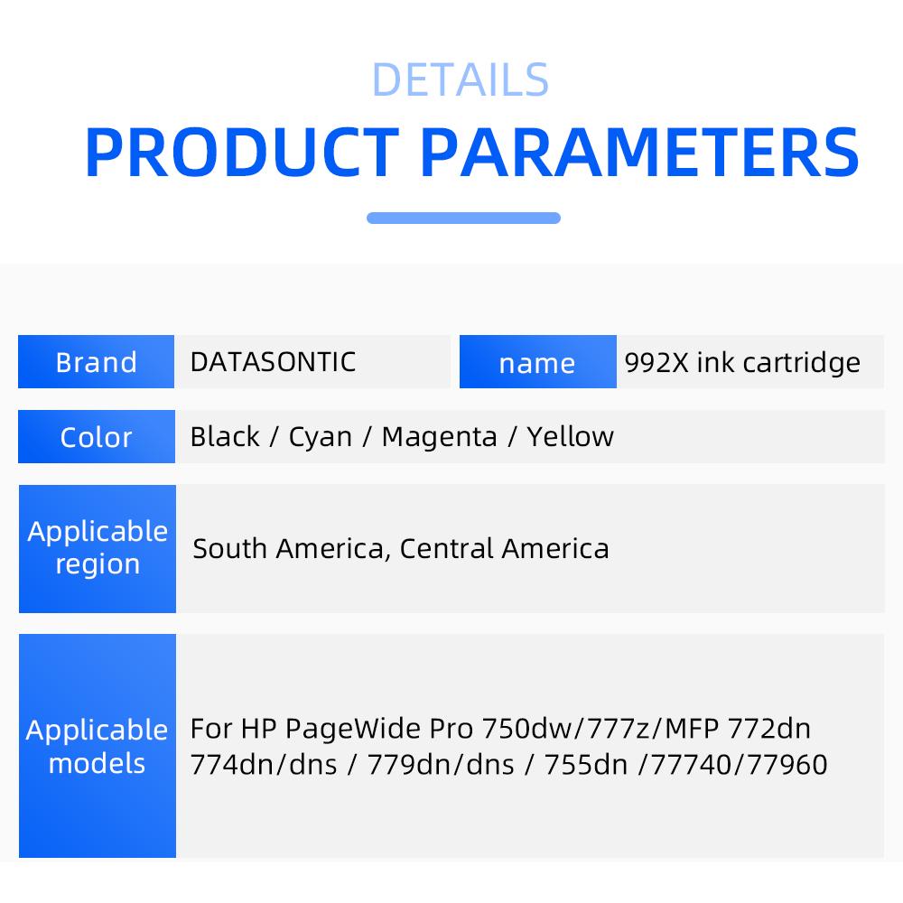 NEW 992 992X Ink Cartridge Compatible For HP PageWide Pro 750dw 777z MFP 772dn 774dn Dns 779dn Dns 755dn 77740 77960 Printer