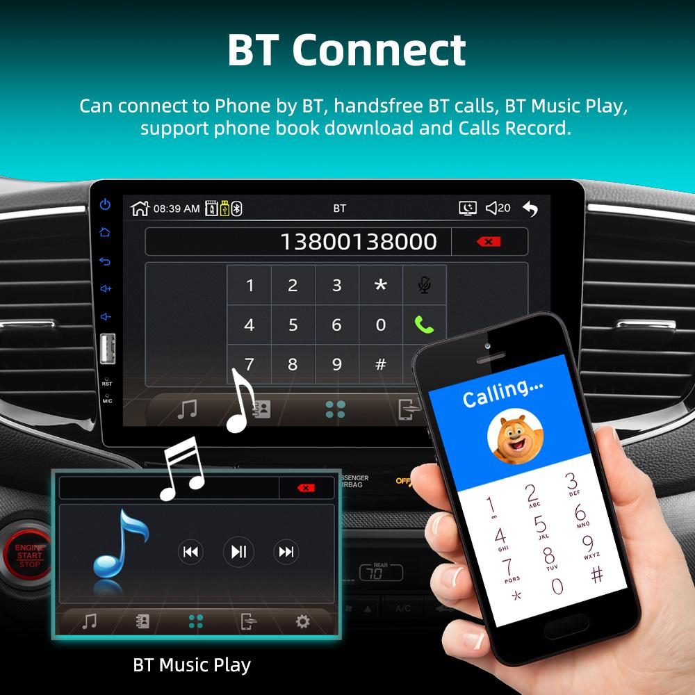 Reakosound 1 Din Автомобильное стерео радио 9 дюймов MP5 с сенсорным экраном Универсальный автомобильный мультимедийный плеер с Bluetooth FM-приемником Поддержка камеры заднего вида 7120C