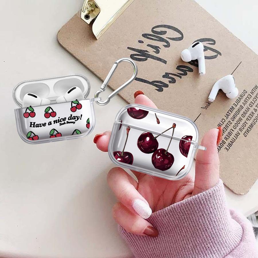 Чехол для Airpods Pro2 3 2 Pro Pro3 4 1 Прозрачный Чехол для Наушников Мультяшный Вишня Личи
