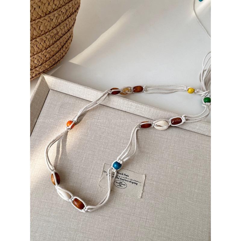 Woven Rope Bead Shell Waist Chain, Women's Seaside Design, Ethnic Style Belt with Skirt Waist Accessories