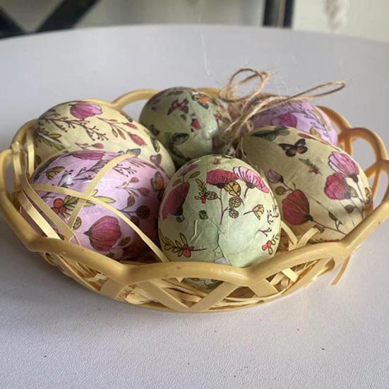 6Pcs Easter Foam Eggs Hanging Decoration Vibrant Color Clear Cartoon Pattern Easy To Hang Versatile Easter Egg Ornaments