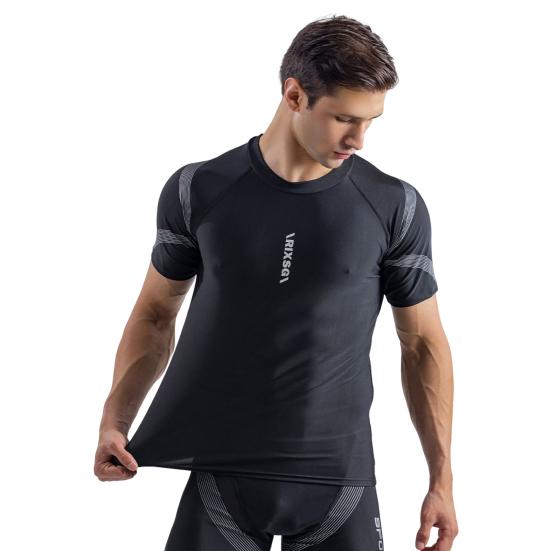 2 шт./компл., мужской купальник со средней посадкой и круглым вырезом с коротким рукавом и принтом, облегающая футболка, комплект для плавания, пляжная одежда