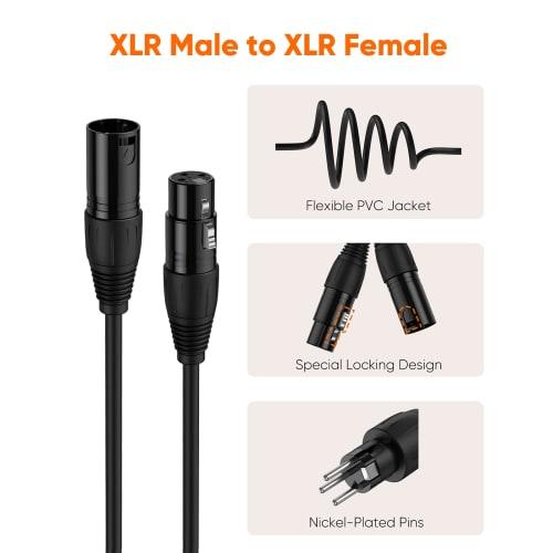 XLR Cable, CableCreation XLR Male To XLR Female (XLR Cable) Balanced Cable 3-Pin Microphone Cable XLR Converter Canon Cable Black/1.8M