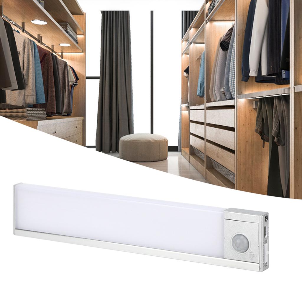 LED Body Motion Sensor Under Cabinet Light USB Charging for Kitchen Cupboard ClosetWhite Light