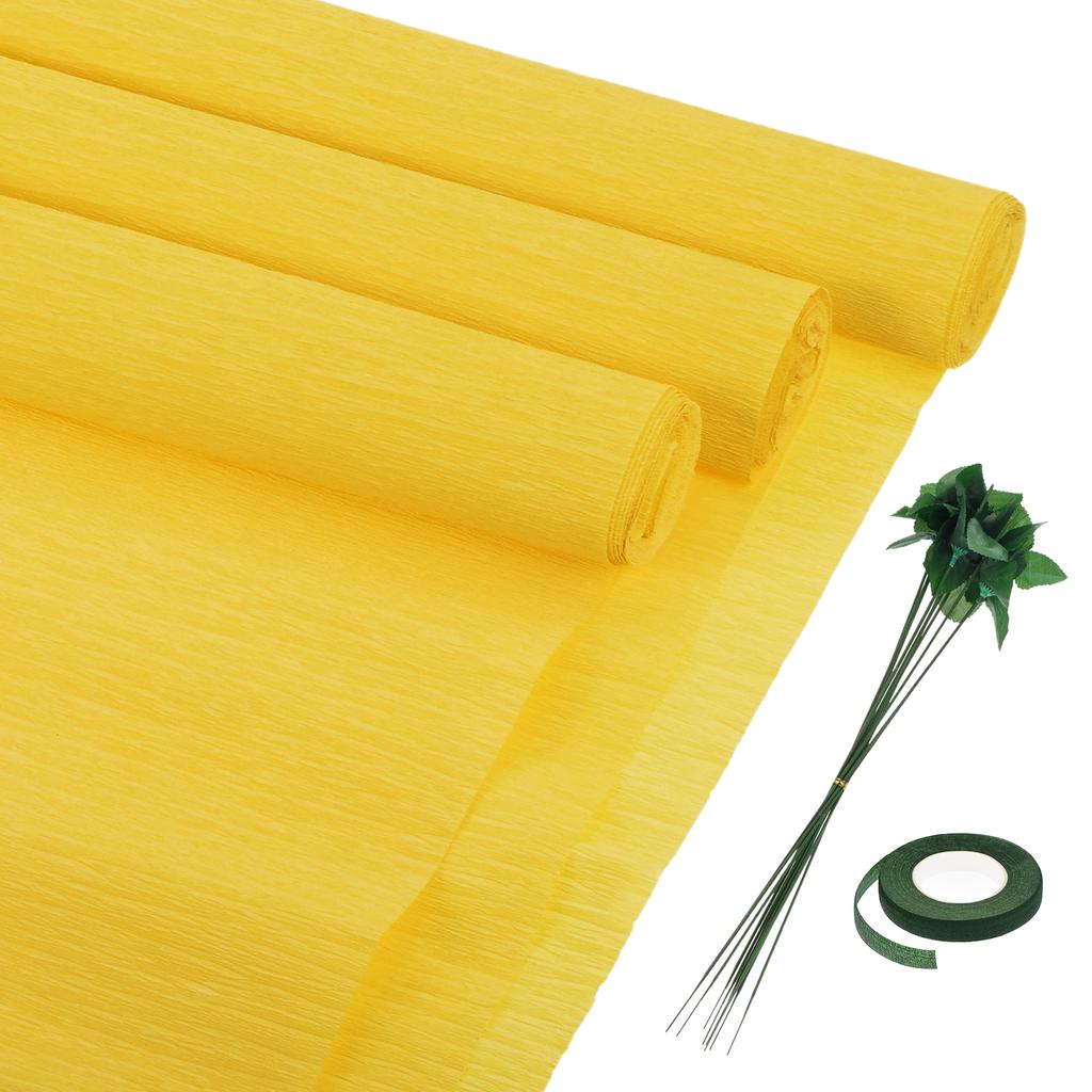 6 шт. рулонов крепированной бумаги с флористической проволокой и зеленой флористической лентой для свадебной церемонии, украшения различных крупных фестивалей