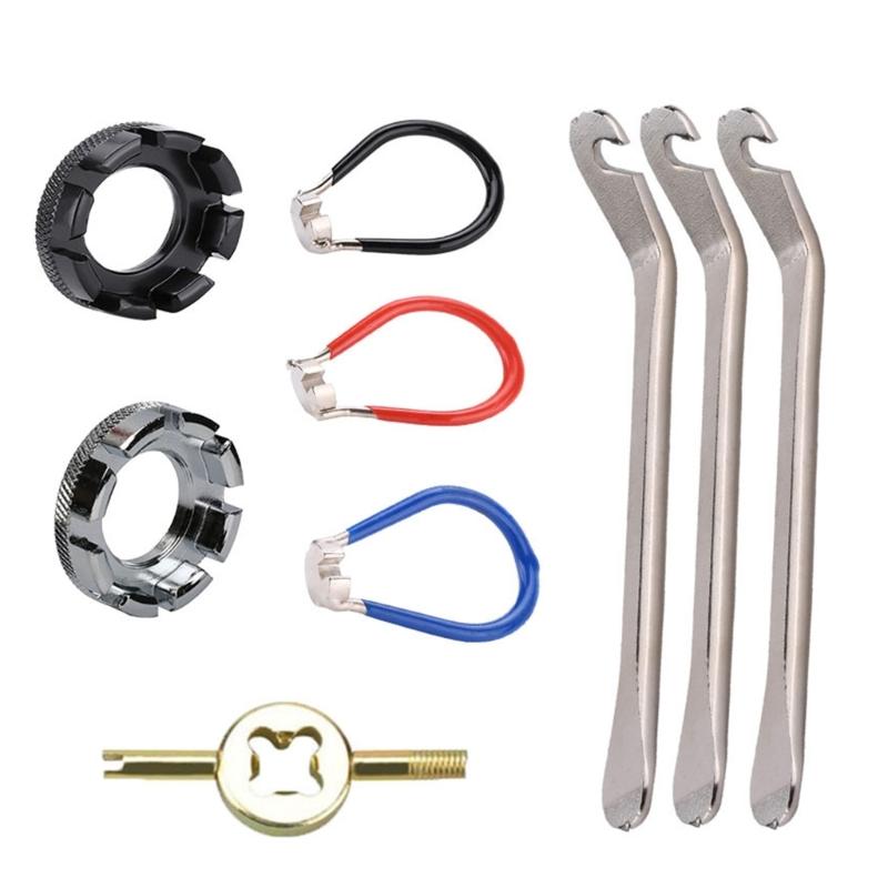 Набор инструментов для регулировки спиц велосипеда, ключ для спиц, рычаг для снятия шин, натяжитель спиц, ремонтный инструмент, карманный велосипедный инструмент, прочный