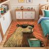 Коврик с узором «Крутая капибара с чашкой кофе», подходит в качестве нескользящего игрового коврика для гостиной и спальни у дивана