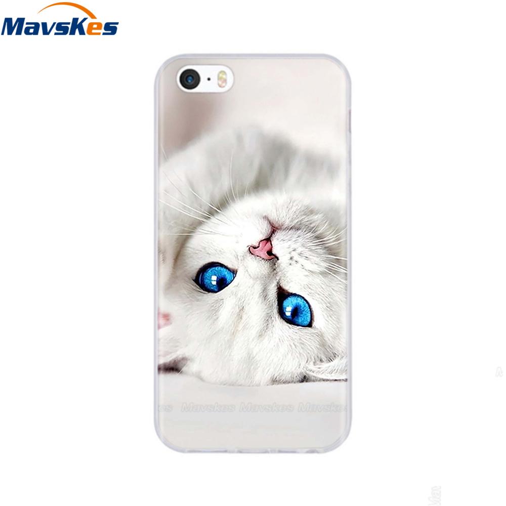 Мягкий чехол из ТПУ для iPhone 4 4s 5 5s SE 6 6s милый мультяшный кот цветок модный силиконовый чехол-бампер для телефона полная защита
