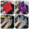 1Pair Pure Color Thin Stretch Gloves Women Silk Mittens New Driving Short Gloves Summer