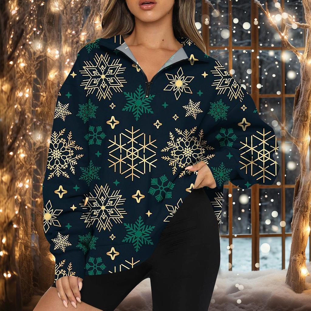 Женская мода повседневная толстовка с длинным рукавом и принтом на молнии с высоким воротом и заниженными плечами