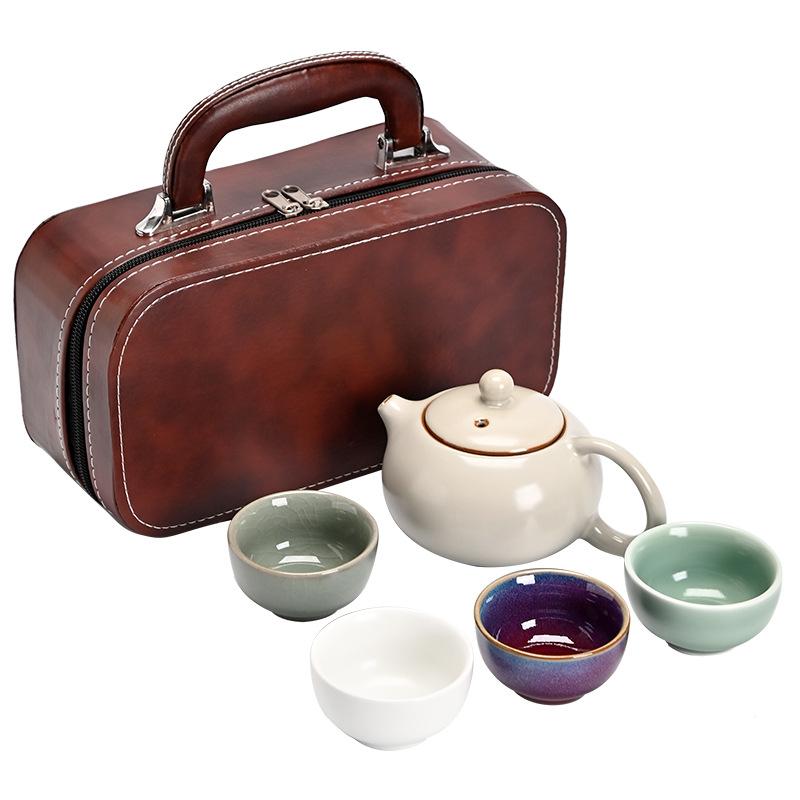Five famous kilns portable travel tea set, business bank company event gifts can be used as gift boxes