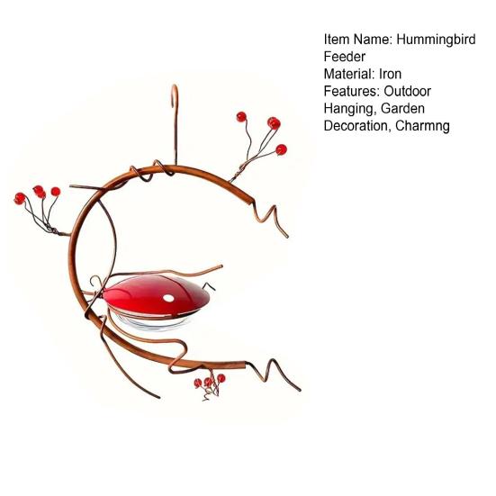 Кормушка для колибри для улицы, подвесная железная кормушка для диких птиц с защищенными от пчел отверстиями для кормления, для крыльца, заднего двора, садового декора
