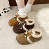 Boken Shoes New 2025 Autumn and Winter Warm Cotton Shoes Lamb Wool Students Versatile Cute Ins Beaded Cotton Shoes