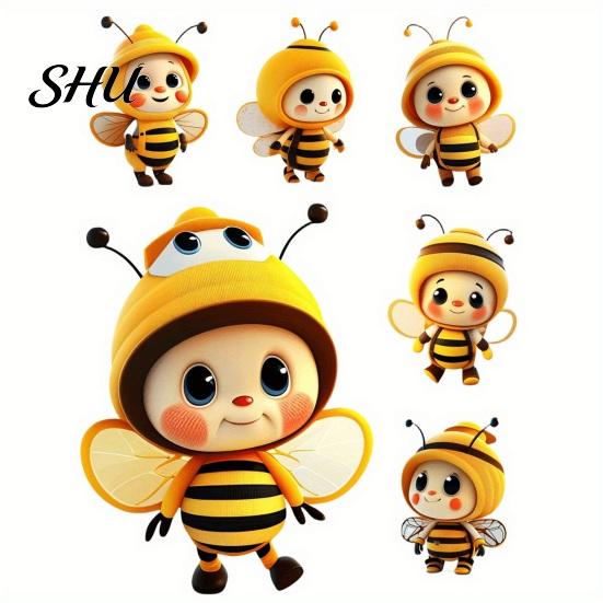 Bee Themed Hanging Decor Acrylic Decoration Single Side Printed Little Ornament Home Car Rearview Mirror Keychain Pendant Birthday Gift Portable