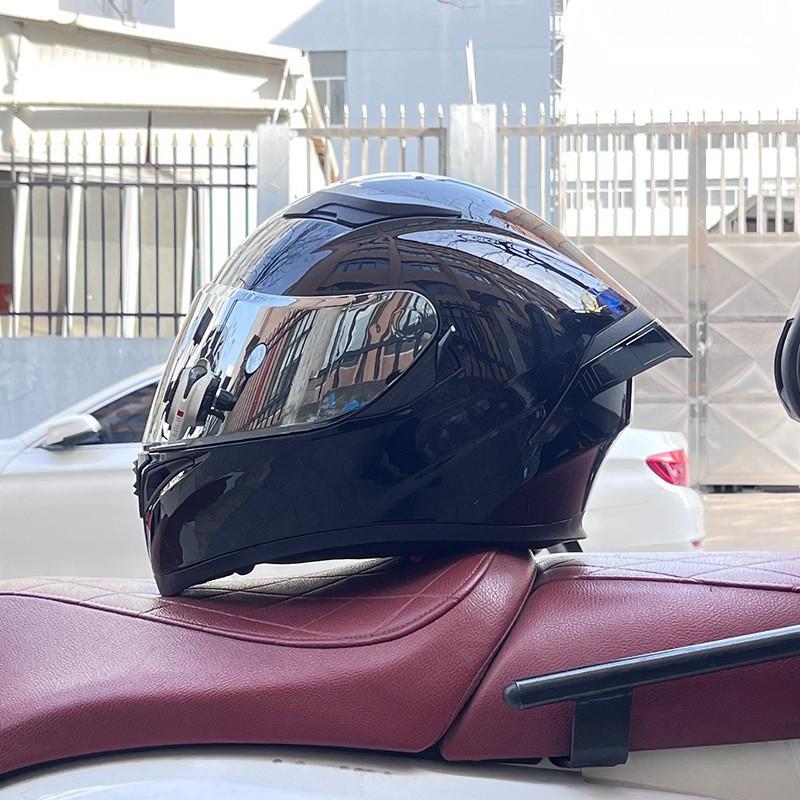 Мотошлем с полным лицом и задним спойлером из АБС-пластика, совместимый с Bluetooth, для мужчин, для езды в любое время года