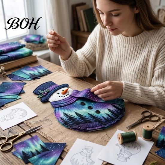 Подарок для любителей шитья Рождественский пэчворк DIY Набор, Праздничное тканевое искусство и ремесла Санта для влюбленных Снеговик Елка Проект Сезонный домашний декор, Ручная работа