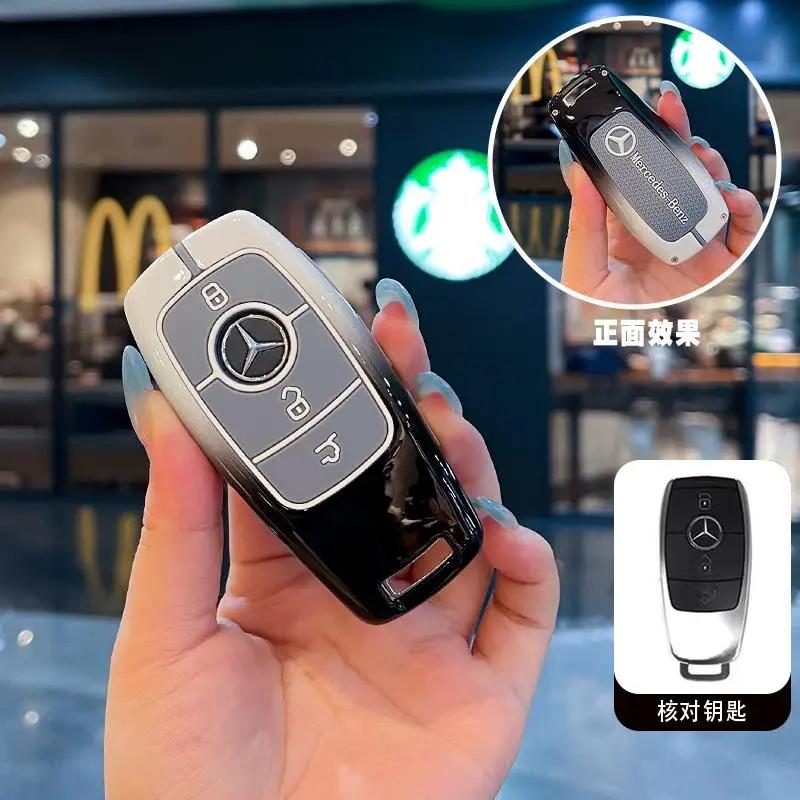 SFX1 Car Remote Key Case Cover Shell For Mercedes Benz C S Class W223 W206 Maybach S400 S450 S500 Protector Fob Bag Accessories