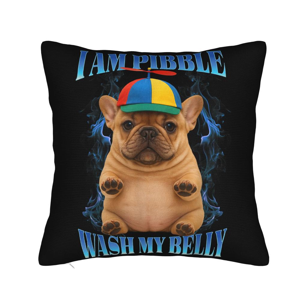 Printed I Am Pibble Wash My Belly Pibble Meme Pillowcase Polyester Cushion Cover Funny Dog Brainrot Throw Pillow Case Cover Home