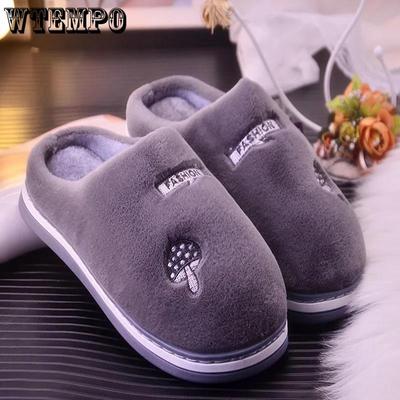 Хлопковые тапочки для мужчин и женщин, осенне-зимние милые плюшевые домашние теплые нескользящие тапочки для пар