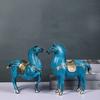 Chinese Blue Warriors Horse Resin Accessories Art Home Livingroom Desktop Figurines Decoration Bookcase Cabinet Sculpture Crafts