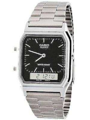 Часы Casio Silver Black Dual Time Размер AQ-230A-1D & - Silver/Silver Digit/Black/One