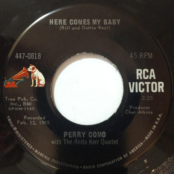 7-дюймовая пластинка PERRY COMO Here Comes My Baby My Own Peculia 4470818 RCA Victor 1966 US Pop Б/у