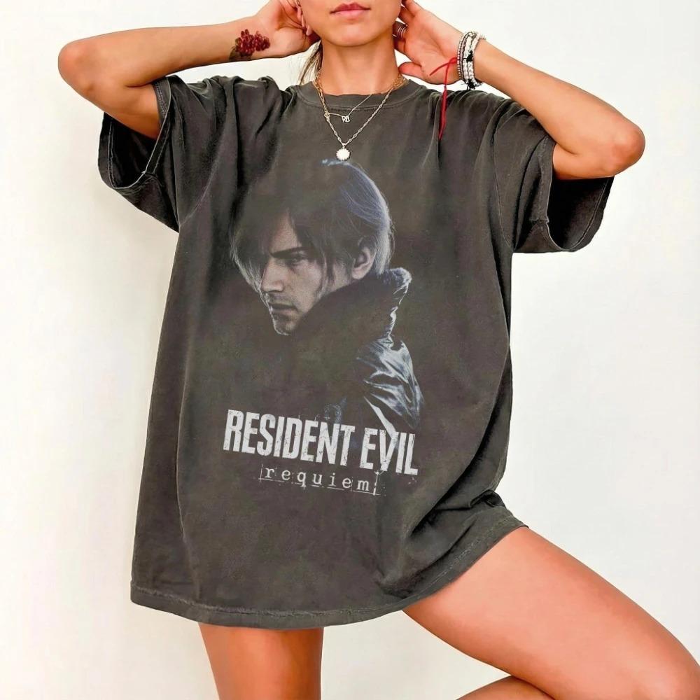 Леон Кеннеди Resident Evil Requiem Футболка Грейс Эшкрофт Biohazard Футболка с коротким рукавом Мужская Женская для Весны и Лета Унисекс