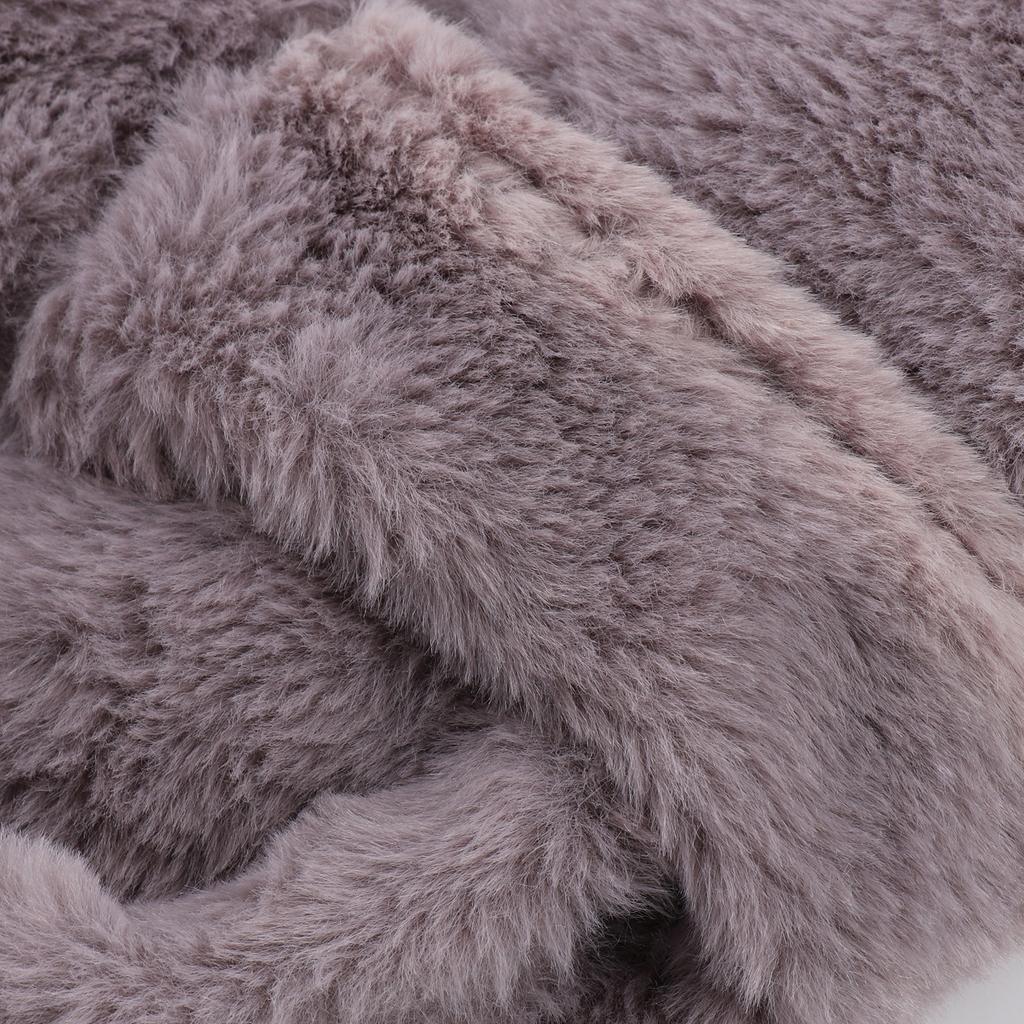 Imitation Rabbit Fur Heating Scarf Dark Grey 3 Gears Adjustabele Electric Heated Scarf