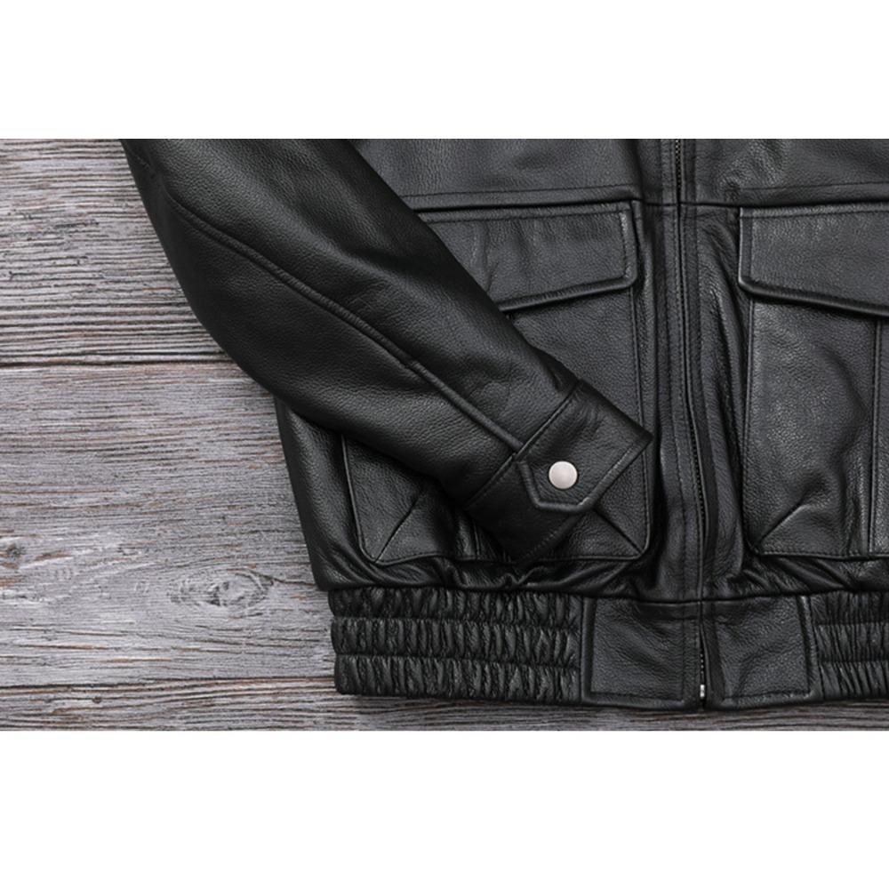 Китайский размер Мужская кожаная куртка из натуральной коровьей кожи с воротником из натурального меха Летные куртки Мужские пальто из коровьей кожи Зимняя одежда ВВС