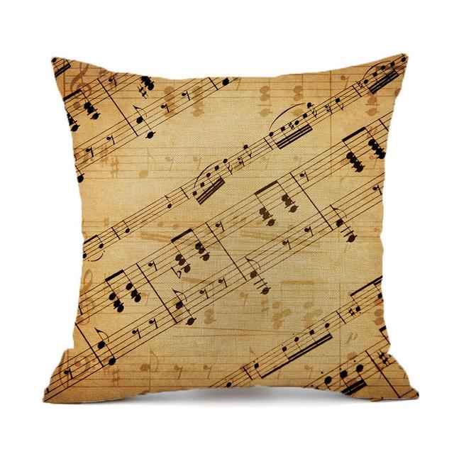 Retro Note Cushion Cover Cotton Linen Creative Vintage Musical Notes Decorative Pillowcase Piano Pillow Case For Sofa Cover Zt62