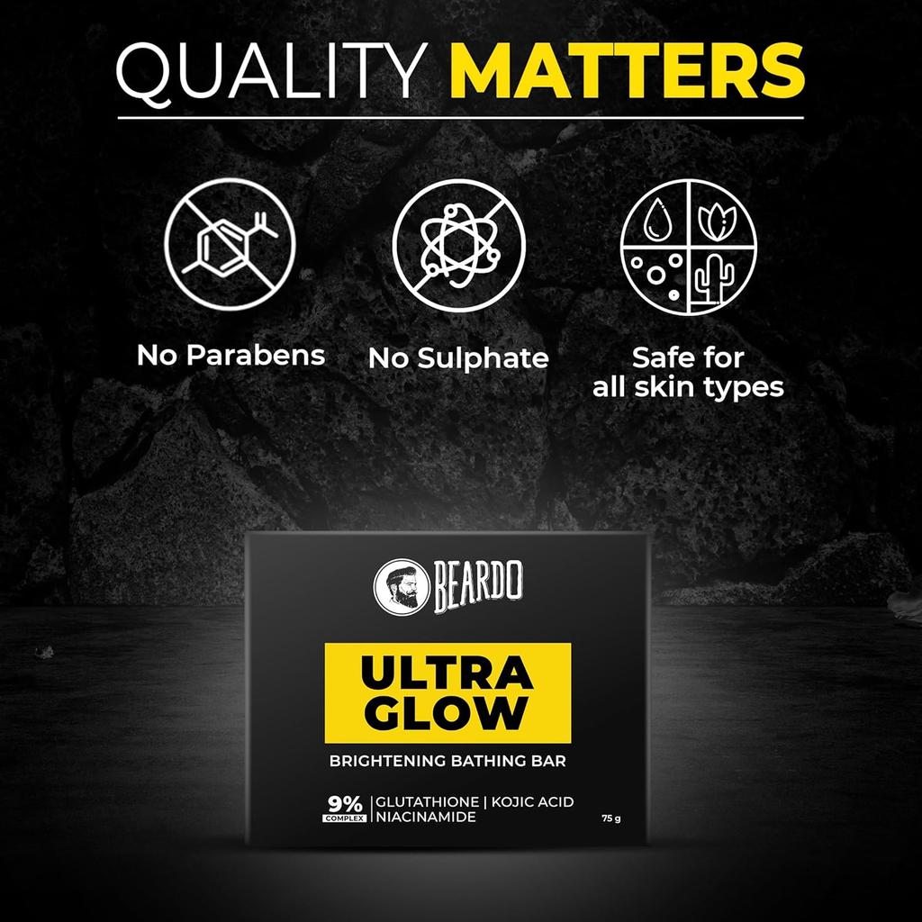 Beardo Осветляющее мыло для ванны Ultraglow 75 г X 1 упаковка | Мыло для отбеливания кожи для мужчин | Увлажняющее и питательное