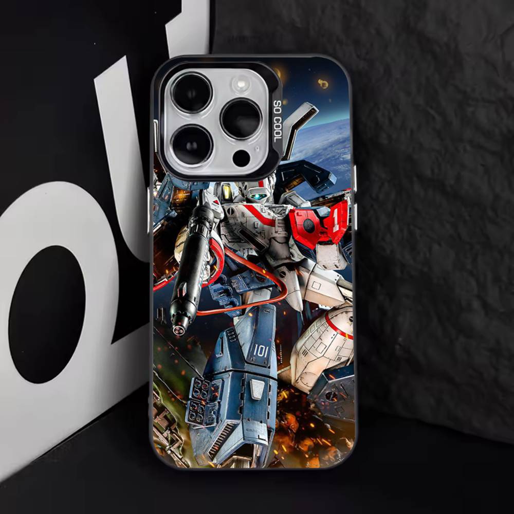 R-Roboteches M-Macross (1) Чехол для телефона для iPhone 17,16,15,14,13,12,11,Pro,Max,Plus,E,Air,Mini Черный ТПУ Чехол