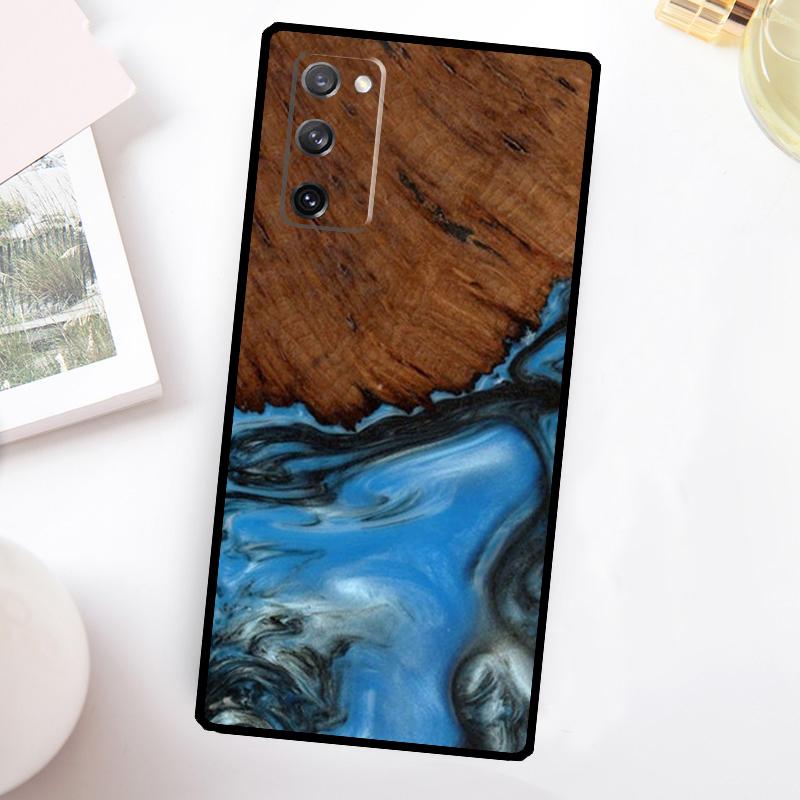 Гибридный чехол для телефона из дерева и смолы для Samsung Galaxy S23 S24 Ultra S22 S20 S21 FE Note 20 10 S8 S9 S10 Plus