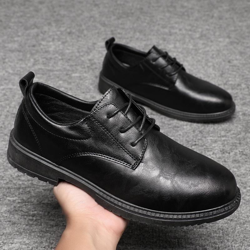 Кожаные туфли мужские деловые повседневные на мягкой подошве мужские туфли британские костюмные подростковые рабочие маленькие кожаные туфли мужские