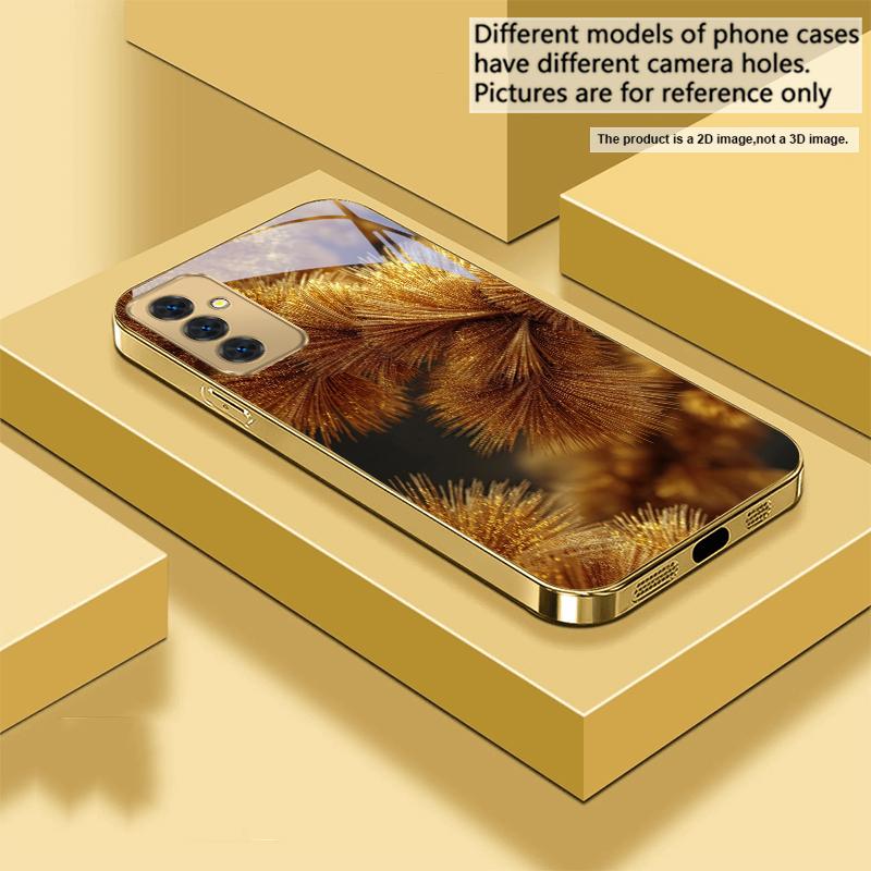 Золотая игла Арт-сенс Для Samsung A73 A72 A71 A42 A56 A55 A54 A53 A52s A52 A51 A36 A35 A34 A33 A32 A16 Золотой стеклянный чехол для телефона