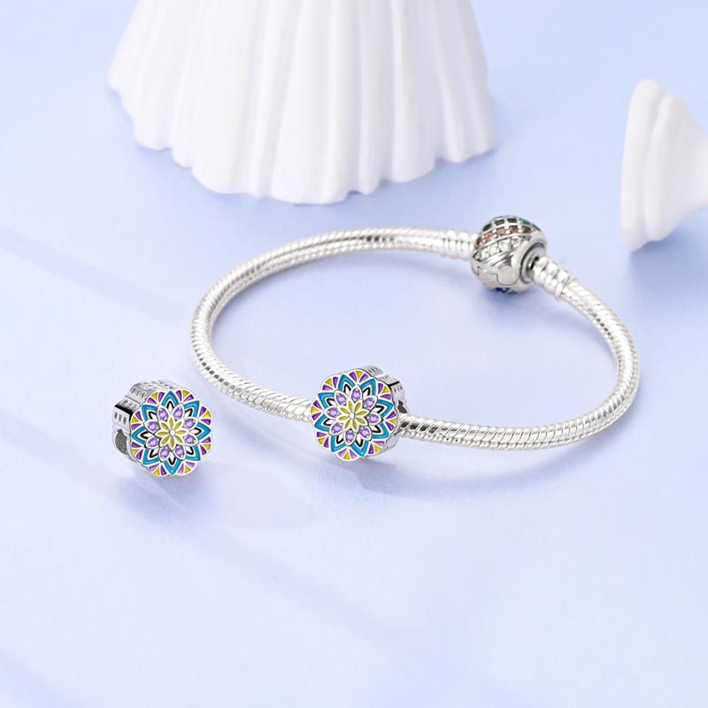Цветы Мандалы Бусины Медь Покрытие Настоящие Бусины Шармы Совместимы С Настоящими Браслетами с Шармами Бусины Шармы Украшения Подарки Иде