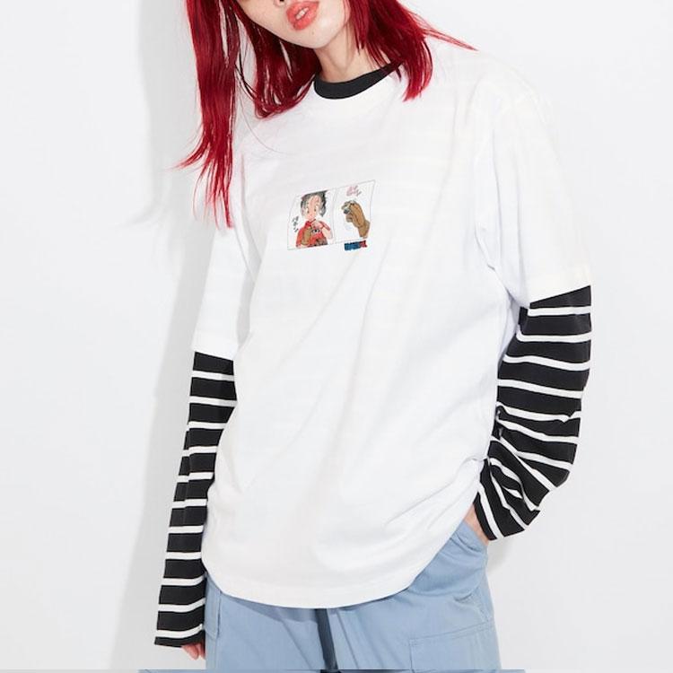 Uniqlo X Dragon Ball Коллаборация SS23 Графический принт персонажа Футболка с коротким рукавом Унисекс Топы Белый 461874-00