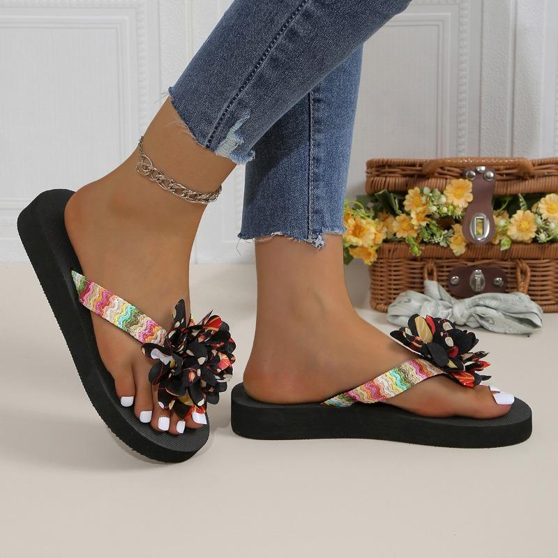 Модные женские шлепанцы, летние пляжные шлепанцы на платформе, повседневные сандалии на танкетке, летняя женская обувь