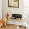 Wall Mount Dog Bowls, Adjustable Height Raised Dog Feeding Station with 2 Stainless Steel Bowls, 10kg Capacity, Black