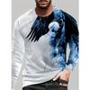 Autumn Men Tops Ferocious Eagle Animal Pattern 3D Digital Printing T Shirt Casual Men's Round Neck Long Sleeves Tees