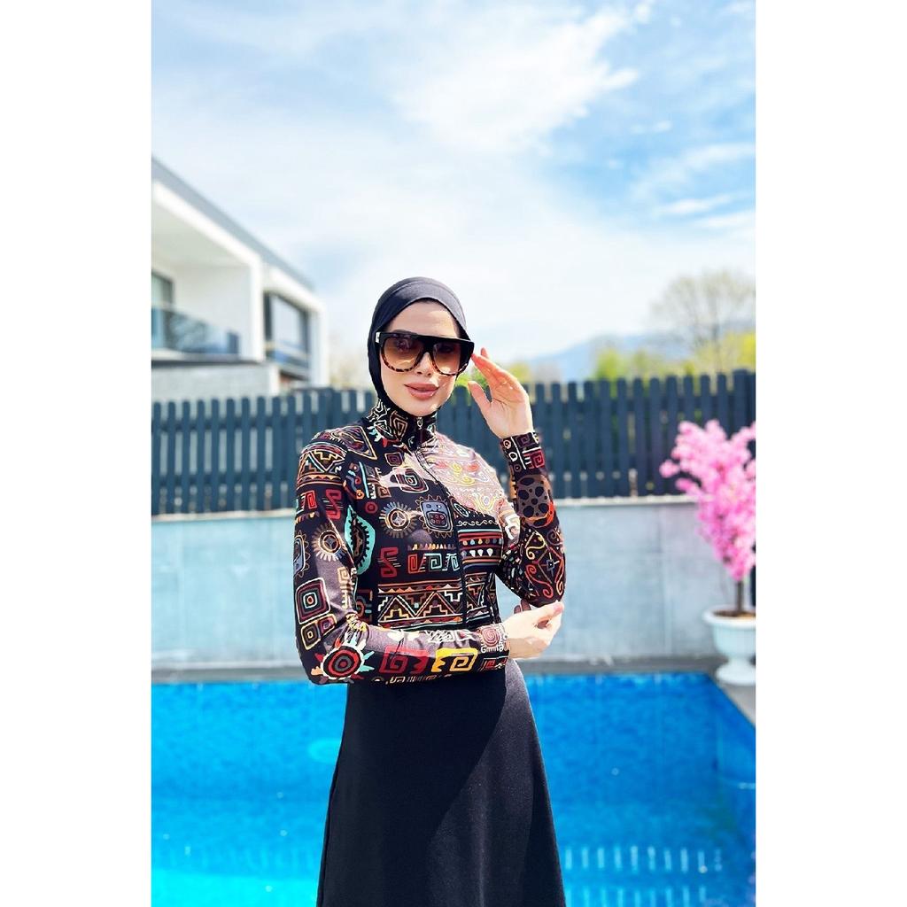 Полностью покрытый купальник-хиджаб из лайкры на молнии R076 Перу