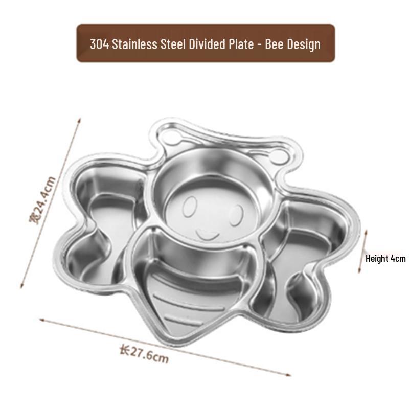 304 Stainless Steel Divided Plate for Children - Ideal for Kids, School Canteens, and Kindergarten Meals