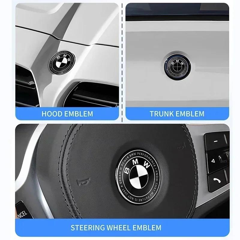 2025 Hot 1pcs 45mm 82mm 74mm black white front rear boot badges hood trunk Emblem All black for BMW E43 E52 E53 E63 E64 E93 E94