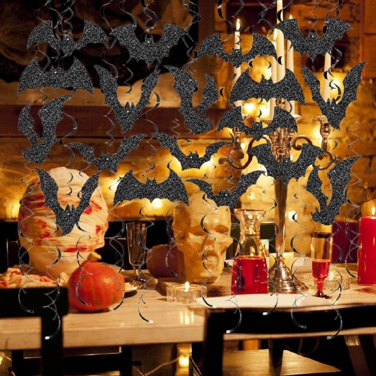 30PCS Glittered Bats Swirls Hanging Decoration Ceiling Ornament for Birthday Home Party Decoration