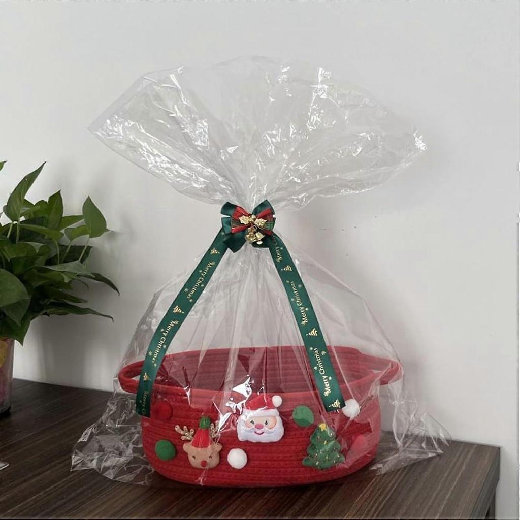 Christmas Basket for Present | Decorative Red Hamper Box Gift for Families College Women | Treats for Holiday Celebration