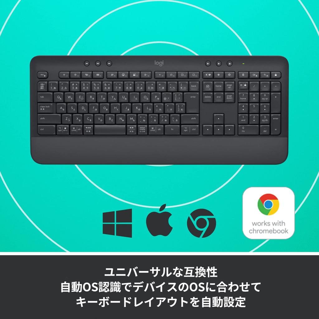 Logitech SIGNATURE K650GR Беспроводная клавиатура Palm Rest Thin Bluetooth Logi Bolt Unifying Несовместимо Японская раскладка Windows Mac Chrome Android