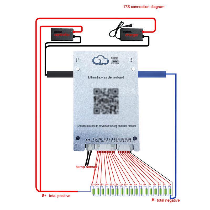 Jikong Smart BMS для 2-24 ячеек, 40A-200A, с платой активной балансировки